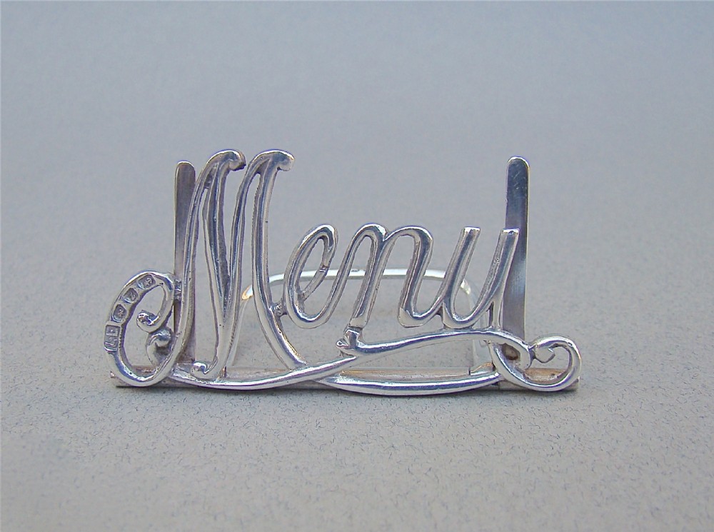 LATE VICTORIAN SILVER MENU HOLDER BY LAWRENCE EMANUEL, BIRMINGHAM 1899
