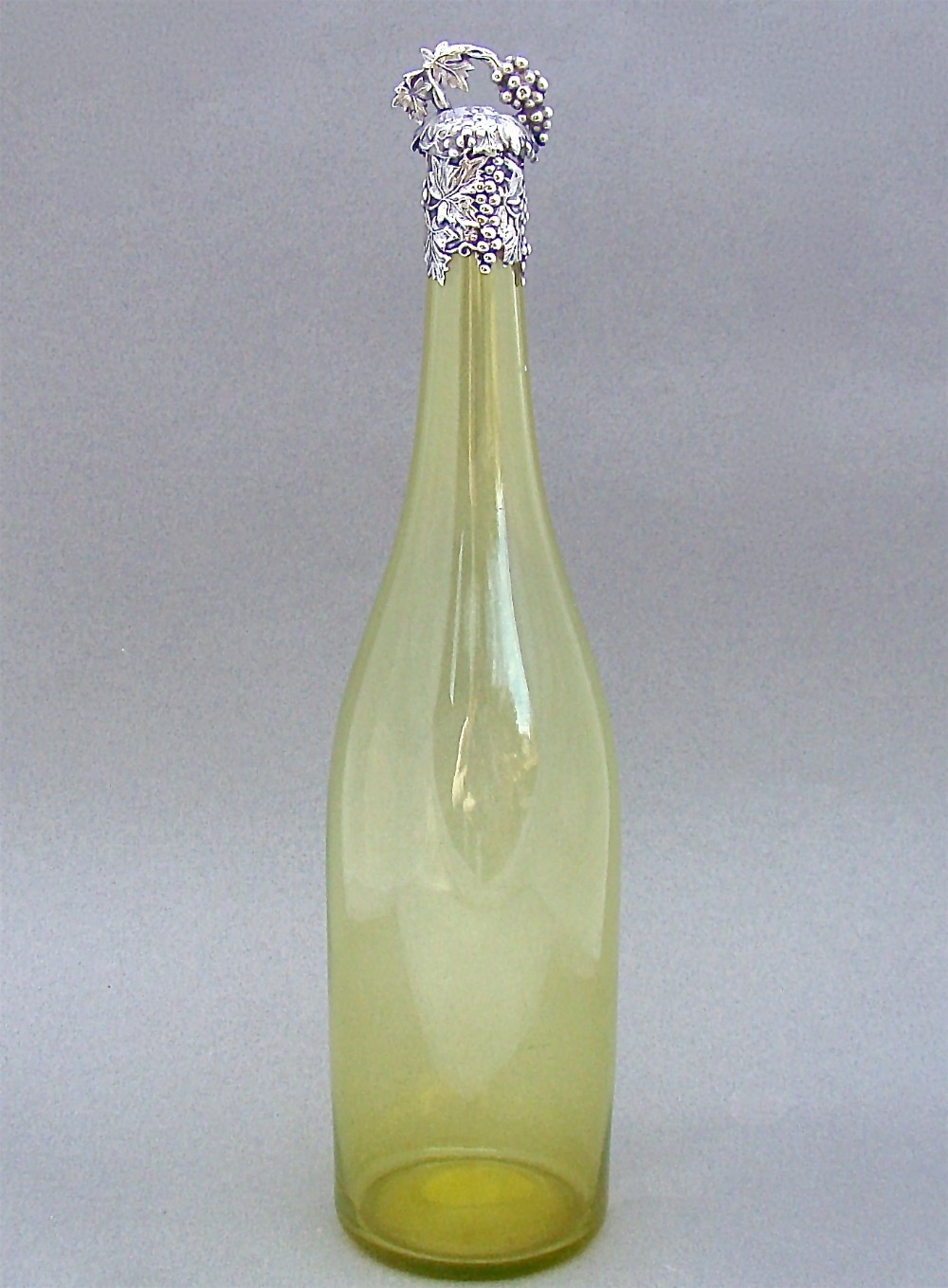 RARE REGENCY SILVER MOUNTED CITRINE GLASS DECANTER BY JAMES COLLINS, BIRMINGHAM 1830