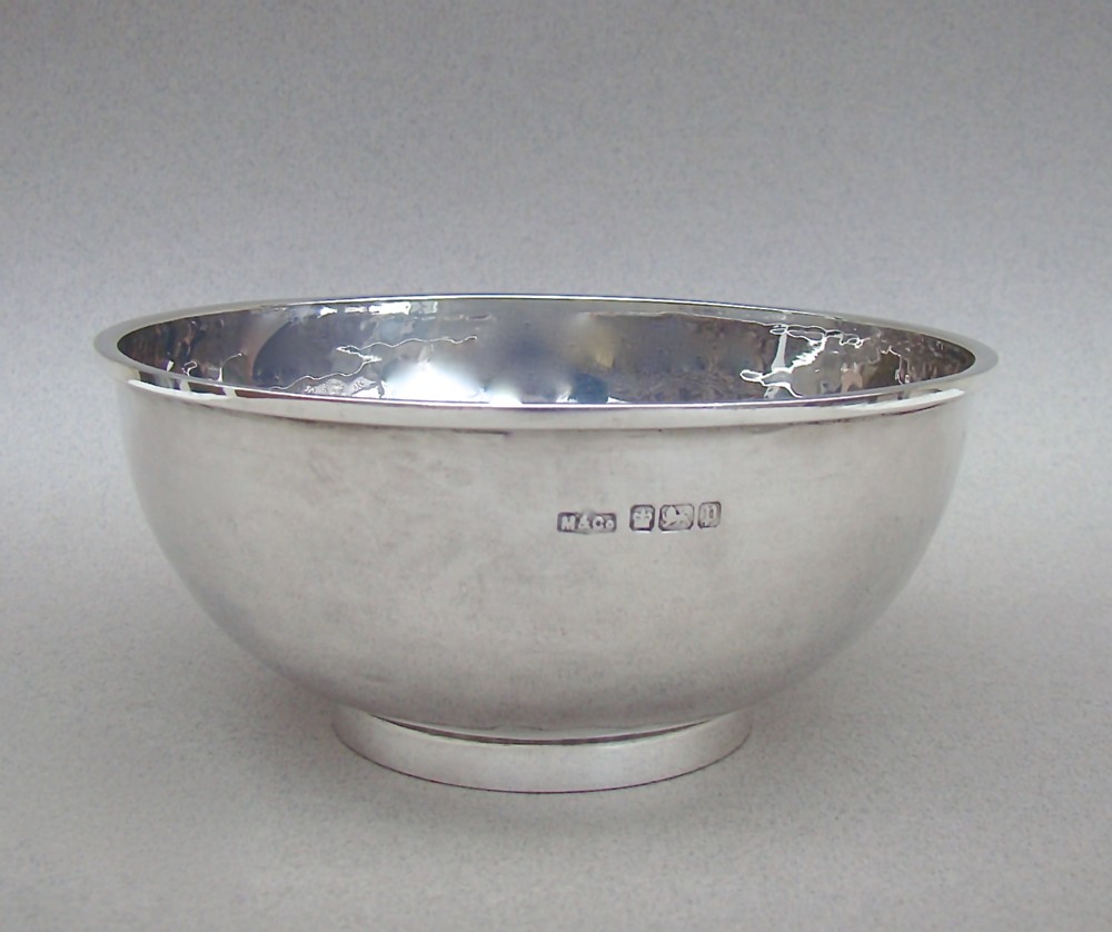 ARTS & CRAFT SPOT-HAMMERED SILVER SUGAR BOWL BY MARPLES & CO, SHEFFIELD 1907