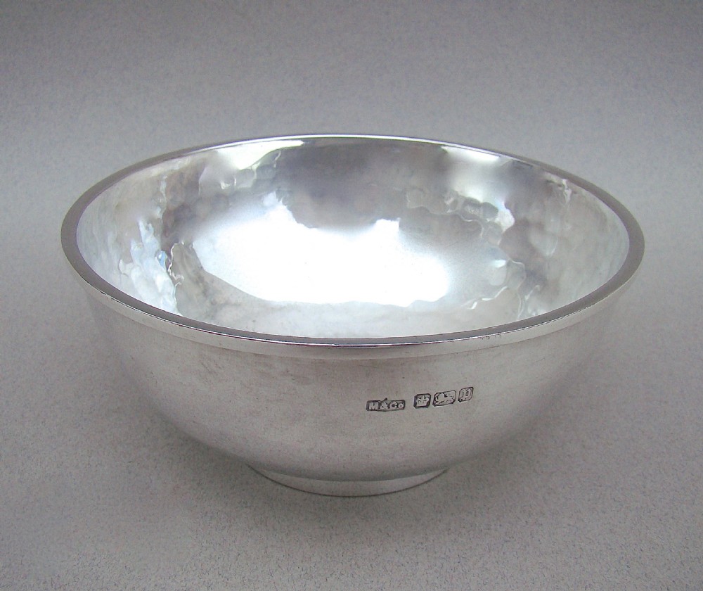 ARTS & CRAFT SPOT-HAMMERED SILVER SUGAR BOWL BY MARPLES & CO, SHEFFIELD 1907 View II