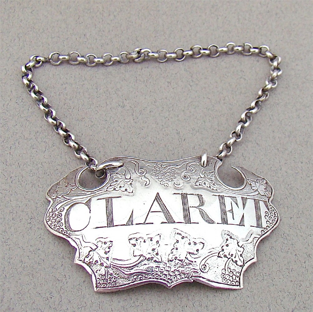 GEORGE II SILVER ESCUTCHEON WINE LABEL 