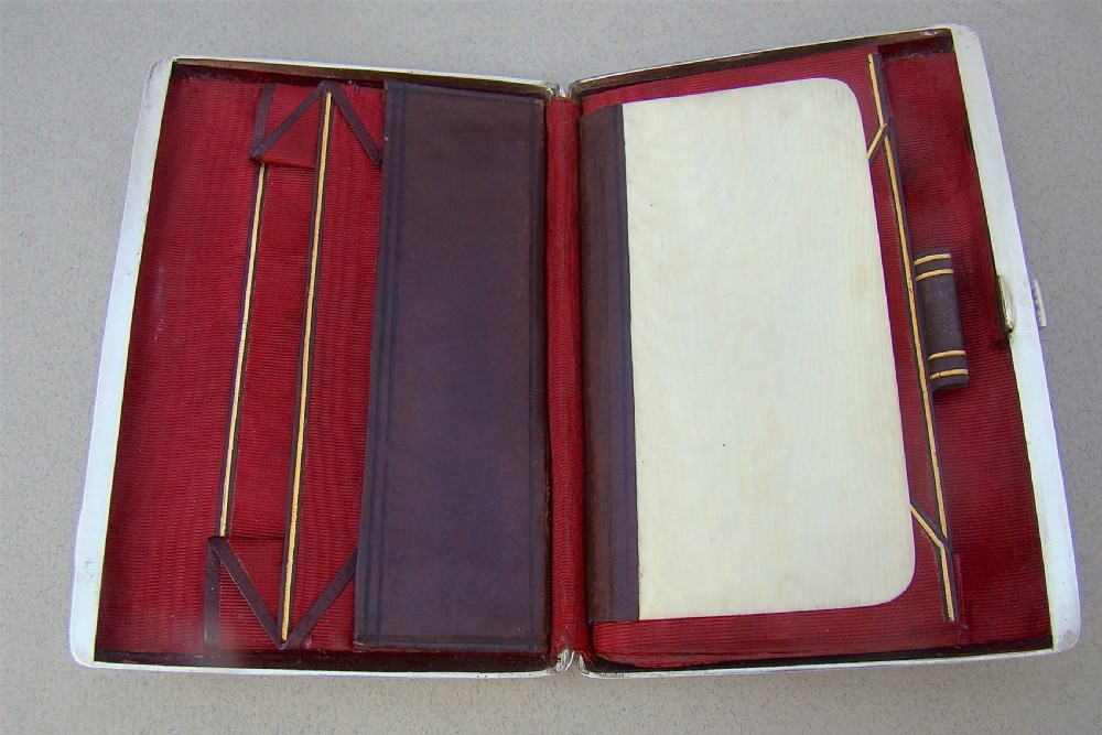 VICTORIAN SILVER AESTHETIC MOVEMENT CARD CASE & AIDE MEMOIRE BY STOKES & IRELAND, BIRMINGHAM 1885 View III