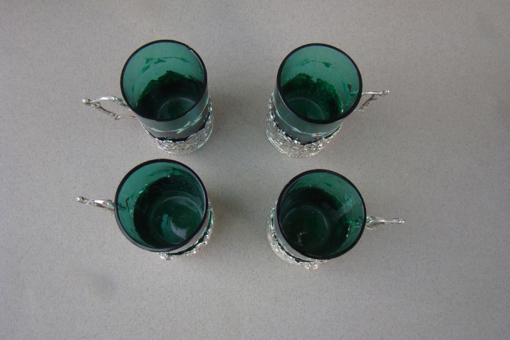 SET OF FOUR HANAU SILVER, BERTHOLD MULLER TEA HOLDERS, IMPORT MARKS FOR LONDON 1895 View V