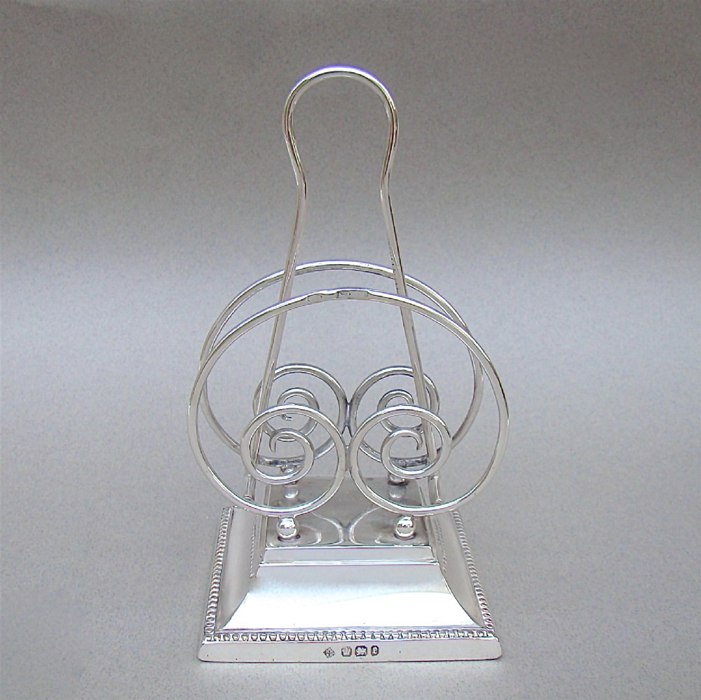 VICTORIAN SOLID SILVER WIREWORK LETTER RACK BY MARTIN HALL & CO, SHEFFIELD 1897
