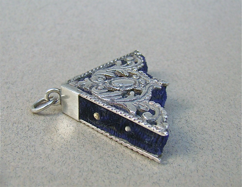 VICTORIAN SILVER CHATELAINE PIN CUSHION, CIRCA 1890