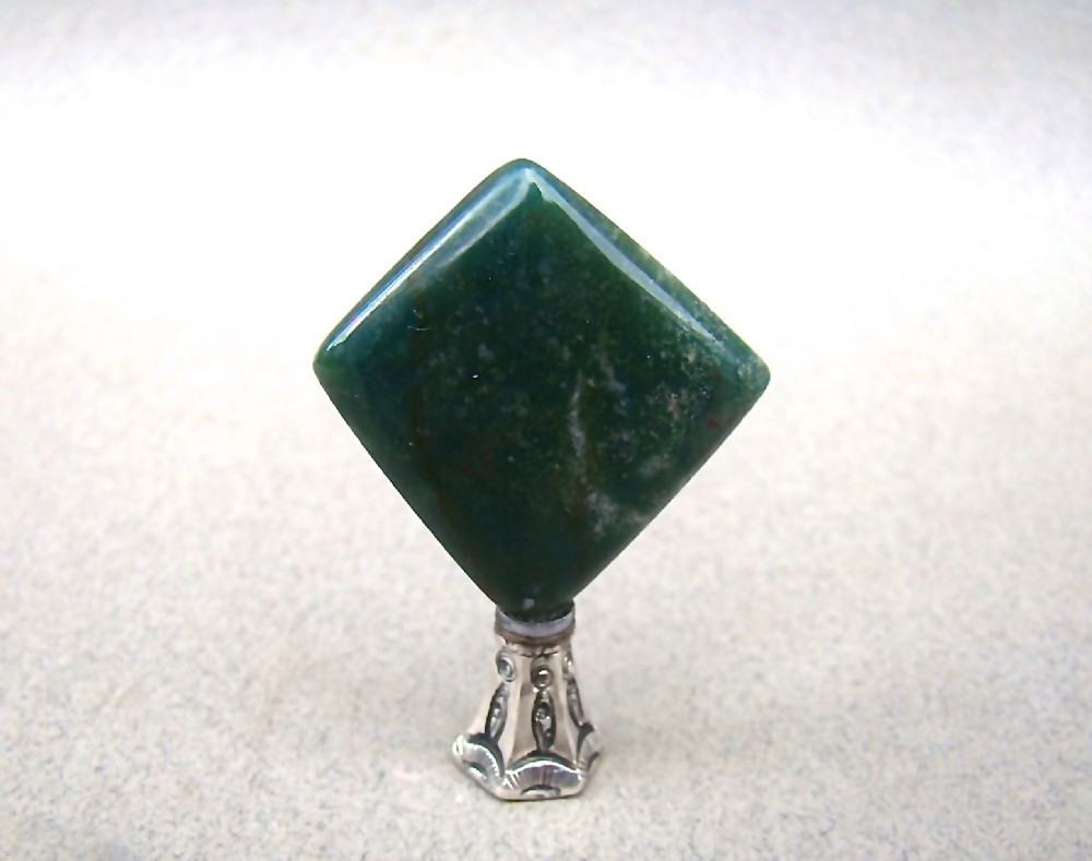 EARLY VICTORIAN SILVER MOUNTED HARD STONE DESK SEAL , CIRCA 1850