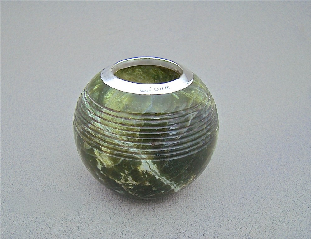 VICTORIAN SILVER MOUNTED CONNEMARA MARBLE MATCH STRIKER, PAPERWEIGHT BY GRIFFITH & SONS, BIRMINGHAM 1898