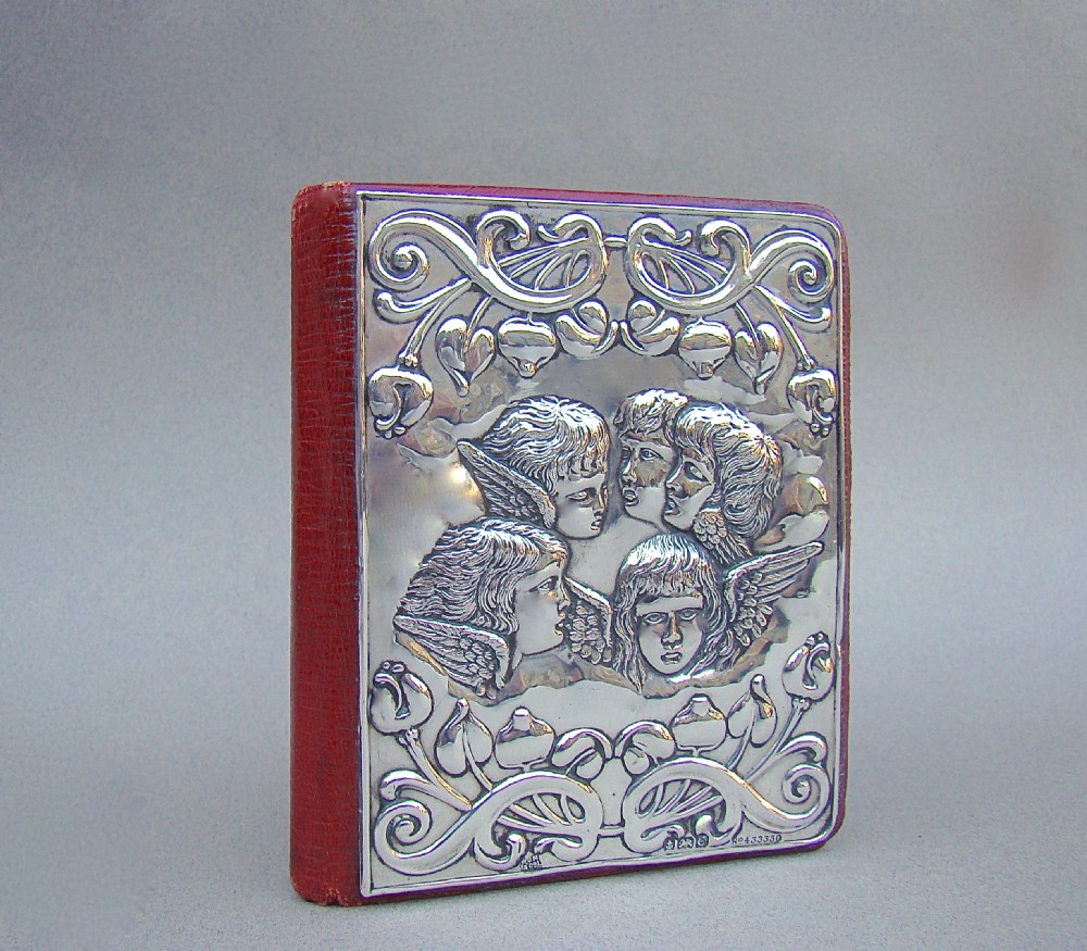 EDWARDIAN SILVER REYNOLDS ANGELS ADDRESS BOOK BY MYATT & CO, BIRMINGHAM 1905