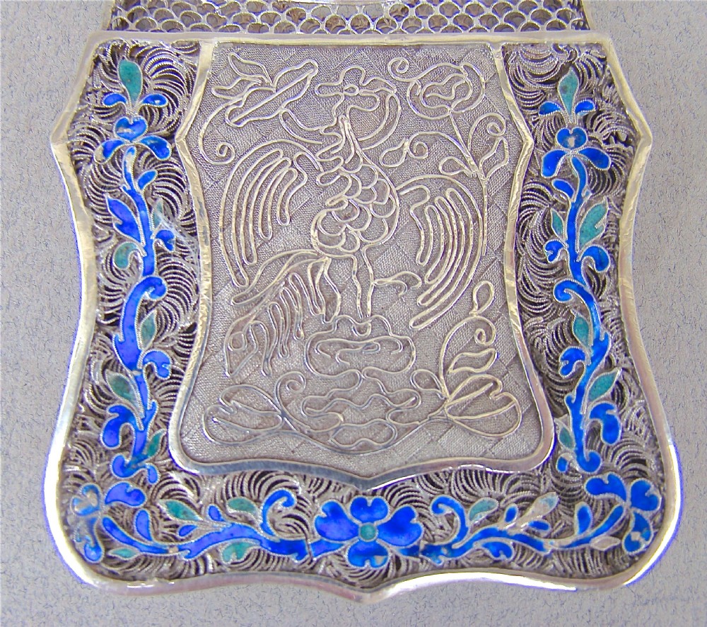 19TH CENTURY CHINESE EXPORT SILVER FILIGREE AND ENAMEL CARD CASE, CIRCA 1890 View VI