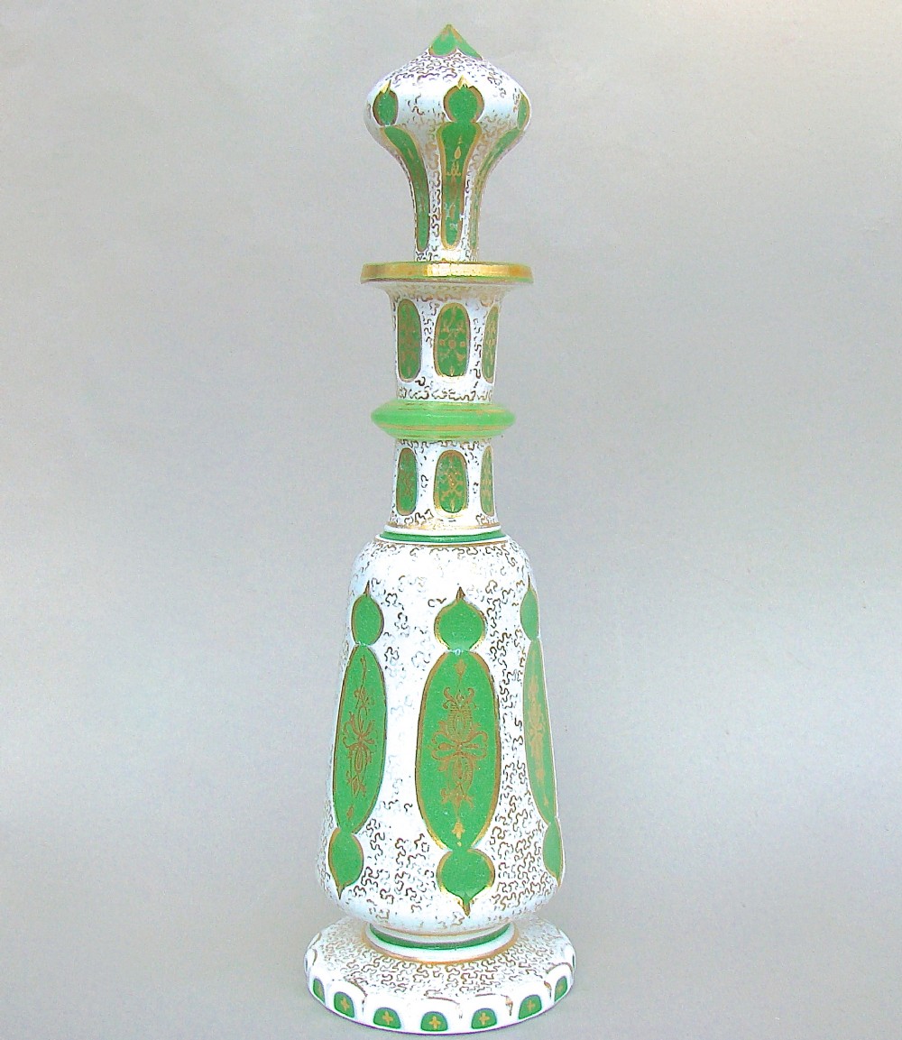 BOHEMIAN OVERLAY GILT GLASS SCENT BOTTLE, CIRCA 1860
