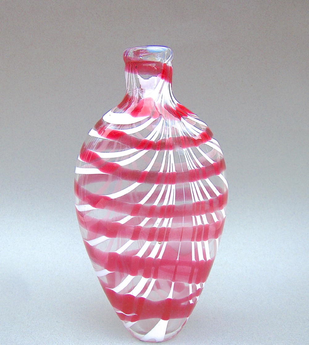 EARLY VICTORIAN NAILSEA GLASS FLASK, CIRCA 1840