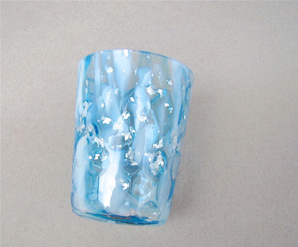 VICTORIAN VASELINE TURQUOISE MOTTLED SHOT GLASS, CIRCA 1890 View IV