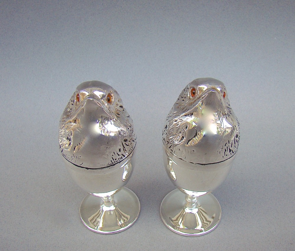 PAIR OF EDWARDIAN SILVER PLATED NOVELTY 