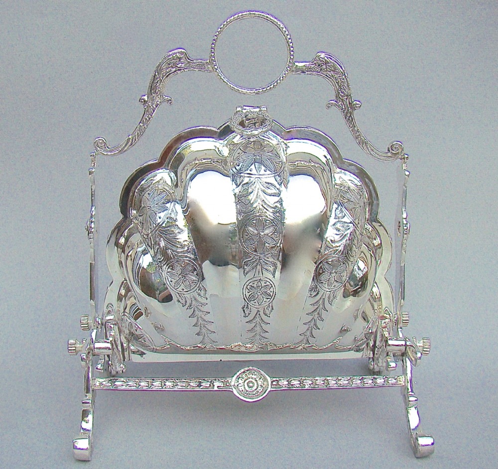 VICTORIAN SILVER PLATED FOLDING BISCUIT BOX, CIRCA 1890
