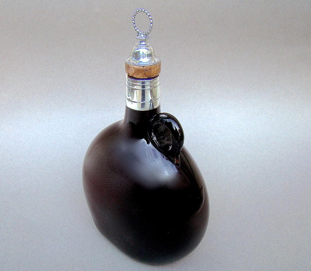 MID 19TH CENTURY OLD SHEFFIELD PLATE & AMBER  GLASS FLAGON, CIRCA 1860 View III