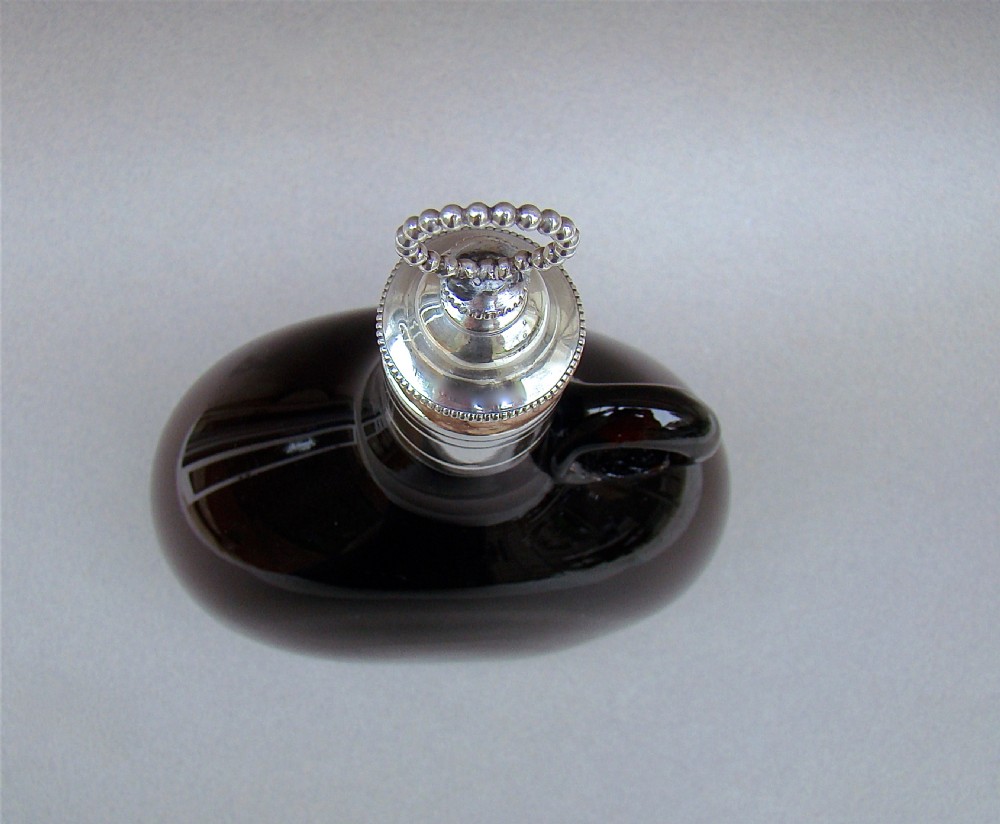 MID 19TH CENTURY OLD SHEFFIELD PLATE & AMBER  GLASS FLAGON, CIRCA 1860 View IV