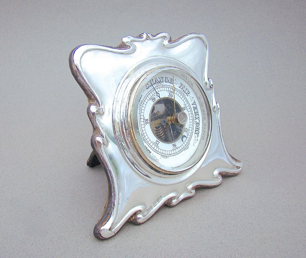 RARE ART NOUVEAU SILVER BAROMETER BY R J TREVITT & SONS, CHESTER 1903 View III