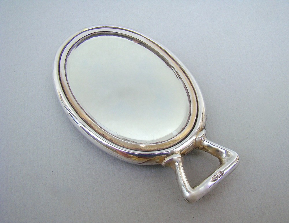 ART DECO SILVER & ENAMEL PURSE MIRROR BY HENRY MATTHEWS, BIRMINGHAM 1923

 View III