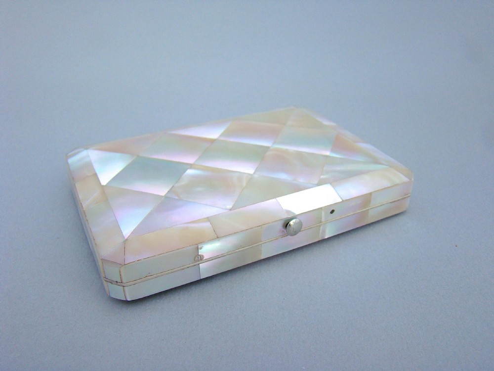 VICTORIAN SILVER & MOTHER OF PEARL AESTHETIC MOVEMENT CALLING CARD CASE , CIRCA 1870 View V