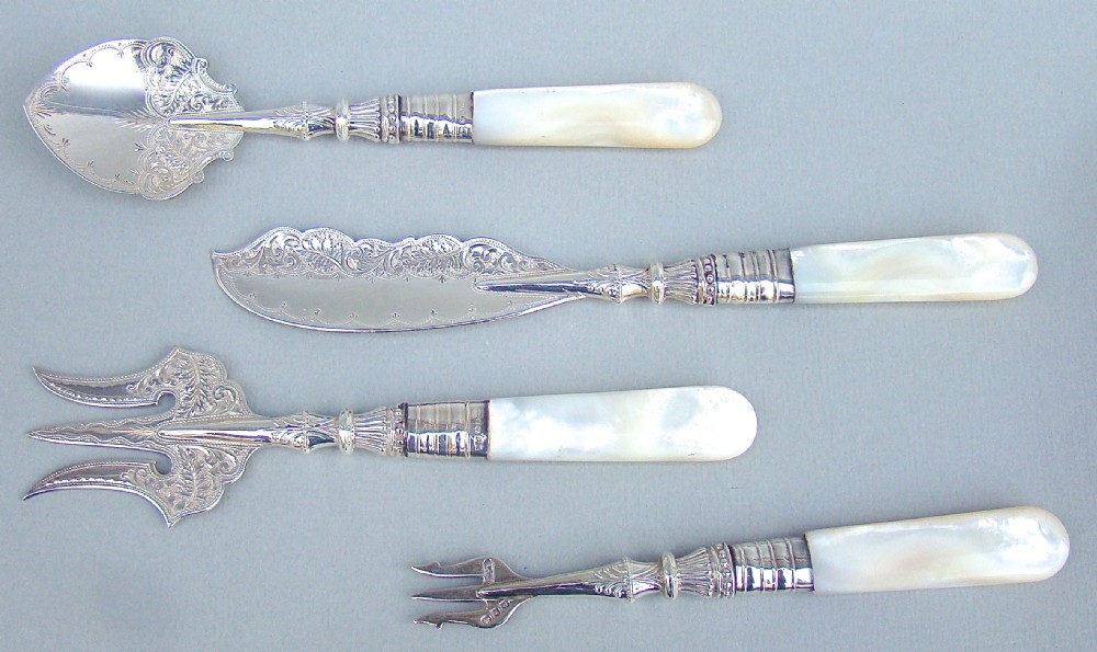 VICTORIAN CASED SILVER AFTERNOON TEA SERVING SET BY A. J. BAILEY, BIRMINGHAM 1896 View III