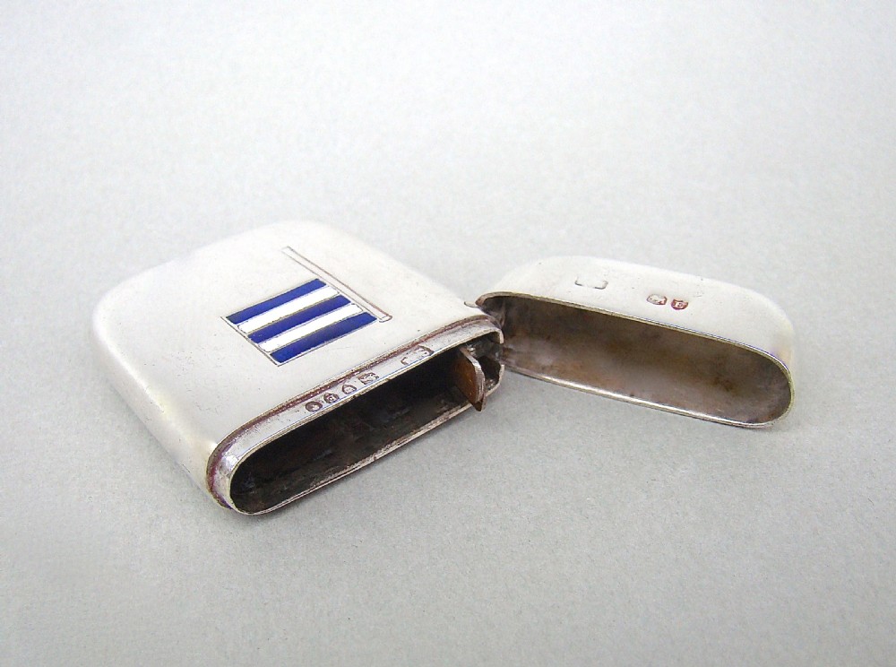 OF NAVAL INTEREST, A SAMPSON MORDAN VICTORIAN SILVER AND ENAMEL FLAG VESTA CASE, LONDON 1880 View IV