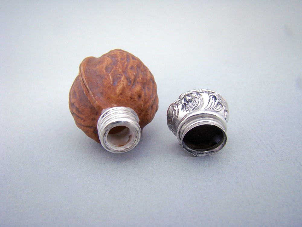 VICTORIAN SILVER & PORCELAIN 'WALNUT' SCENT BOTTLE, CIRCA 1880 View V