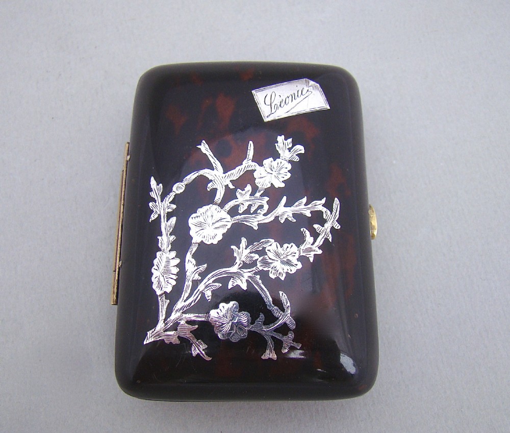 VICTORIAN SILVER AESTHETIC MOVEMENT SILVER & PIQUE TORTOISESHELL PURSE , CIRCA 1870