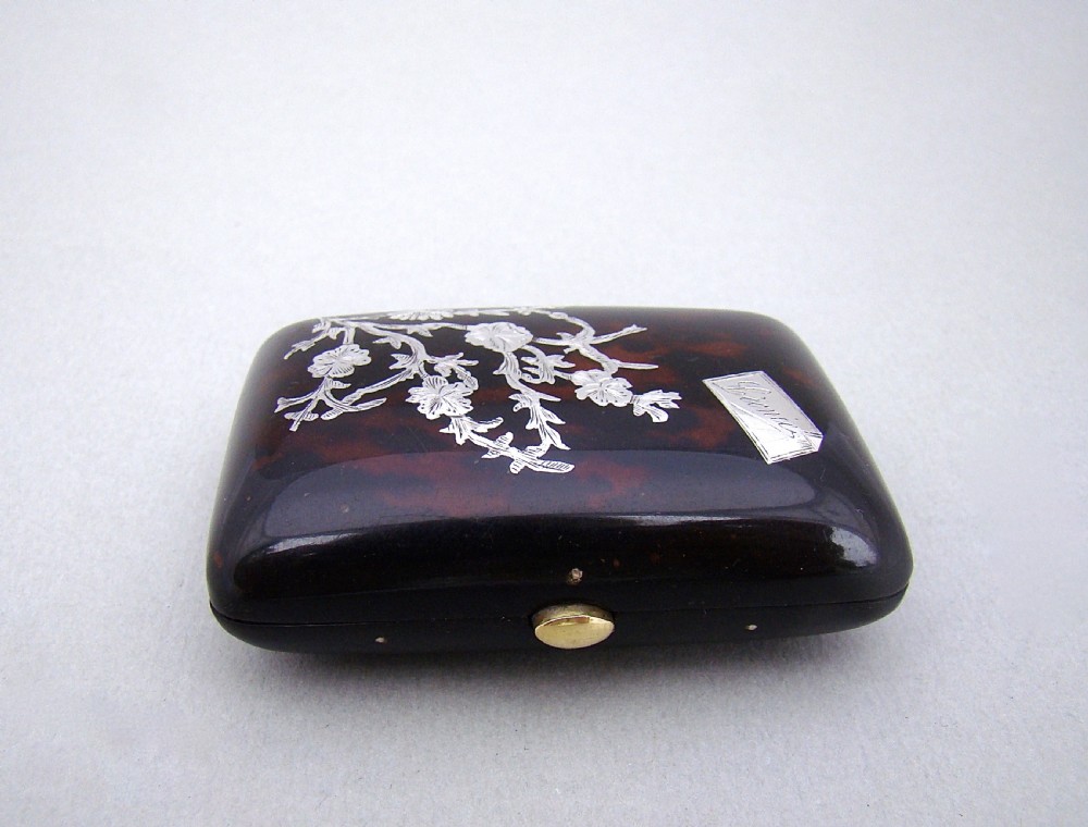 VICTORIAN SILVER AESTHETIC MOVEMENT SILVER & PIQUE TORTOISESHELL PURSE , CIRCA 1870 View IV