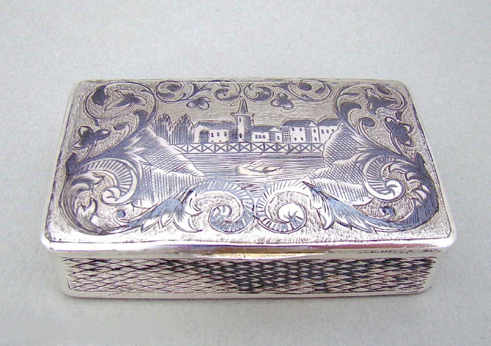RUSSIAN SILVER AND NIELLO ENAMEL SNUFF BOX BY ALEXANDER FULD, MOSCOW CIRCA 1880