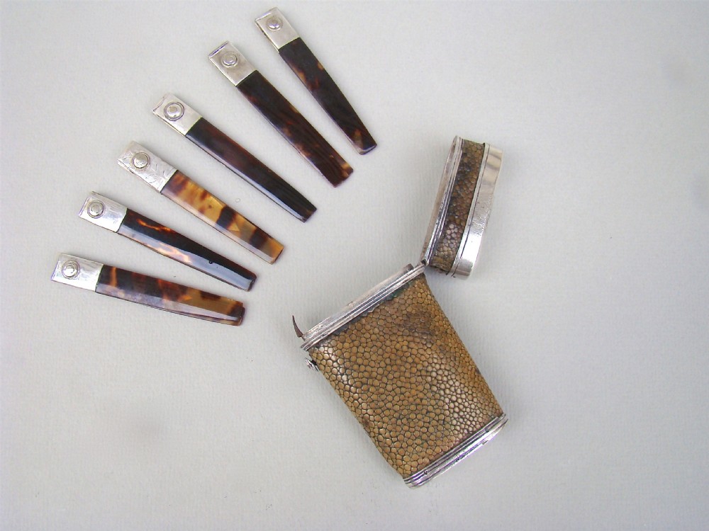 GEORGIAN SILVER SHAGREEN LANCET CASE COMPLE WITH ORIGINAL LANCETS, CIRCA 1770 View IV