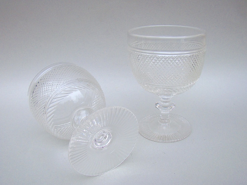 GOOD PAIR OF MID 19TH CENTURY CUT GLASS RUMMERS, CIRCA 1850