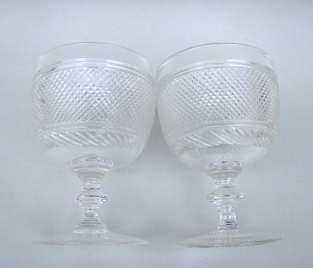 GOOD PAIR OF MID 19TH CENTURY CUT GLASS RUMMERS, CIRCA 1850 View V