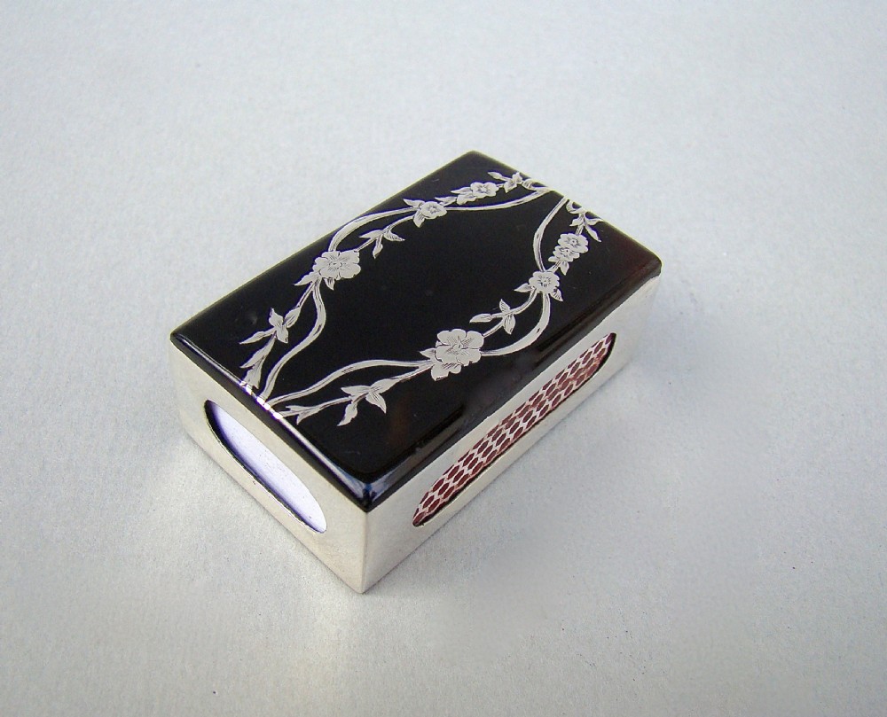 ART DECO SILVER & PIQUE TORTOISESHELL MATCH BOX COVER BY S. BLANCKENSEE & SONS, BIRMINGHAM 1936