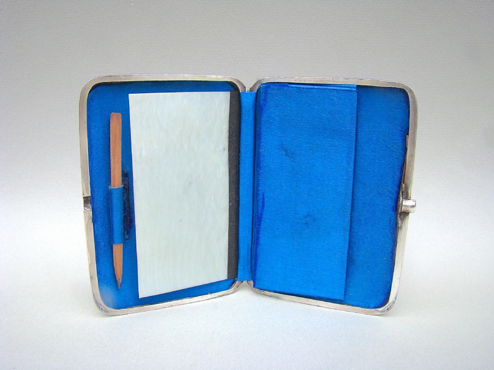 RARE SILVER ARTS & CRAFT MOVEMENT CARD CASE & AIDE MEMOIRE BY DEAKIN & FRANCIS, BIRMINGHAM 1901 View V
