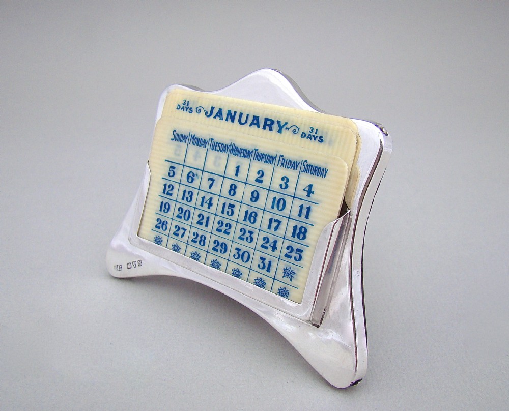 ELEGANT ART DECO SILVER MOUNTED PERPETUAL CALENDAR BY CLARK & SEWELL, CHESTER 1923 View II