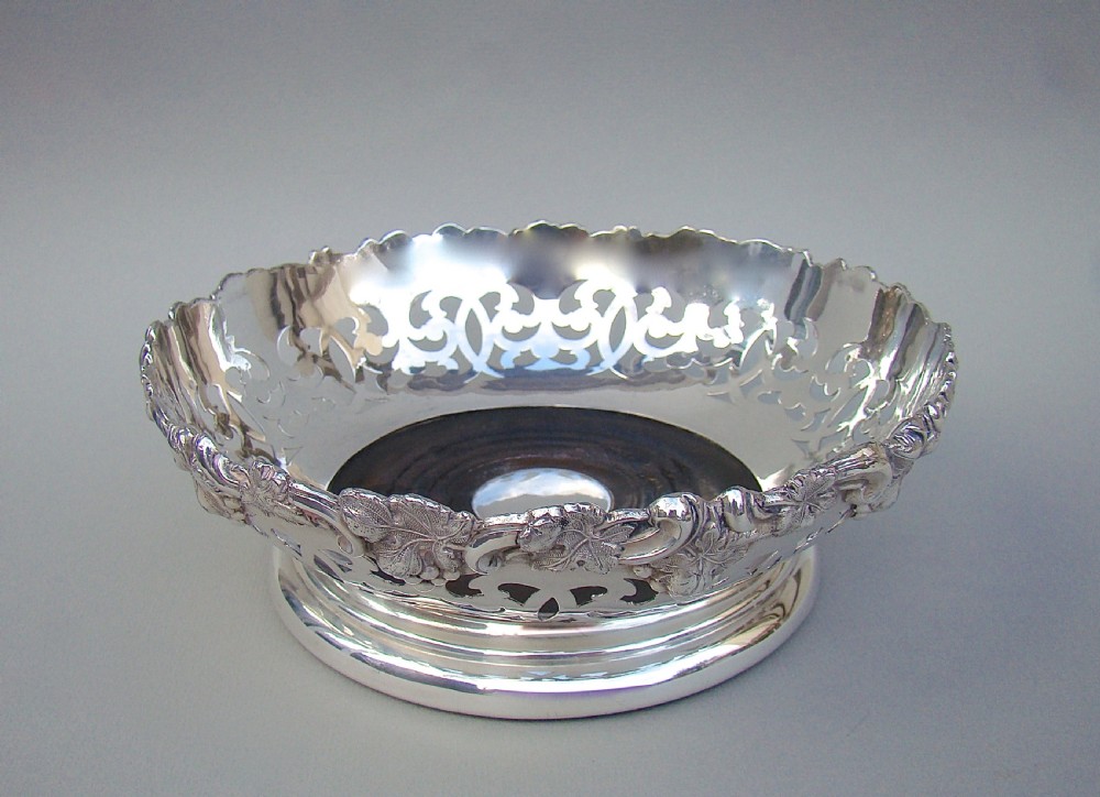 VICTORIAN SILVER PLATED PIERCED WINE COASTER, CIRCA 1890