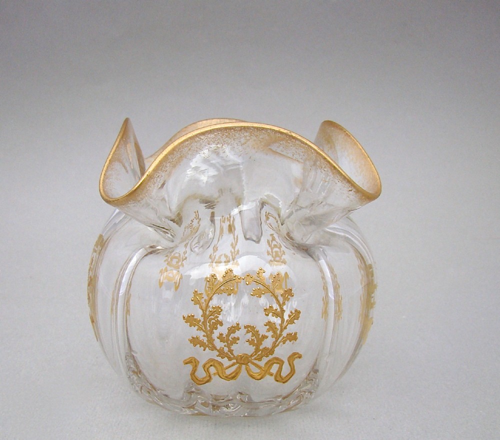 19TH CENTURY FRENCH EMPIRE STYLE GILT GLASS VASE, CIRCA 1890