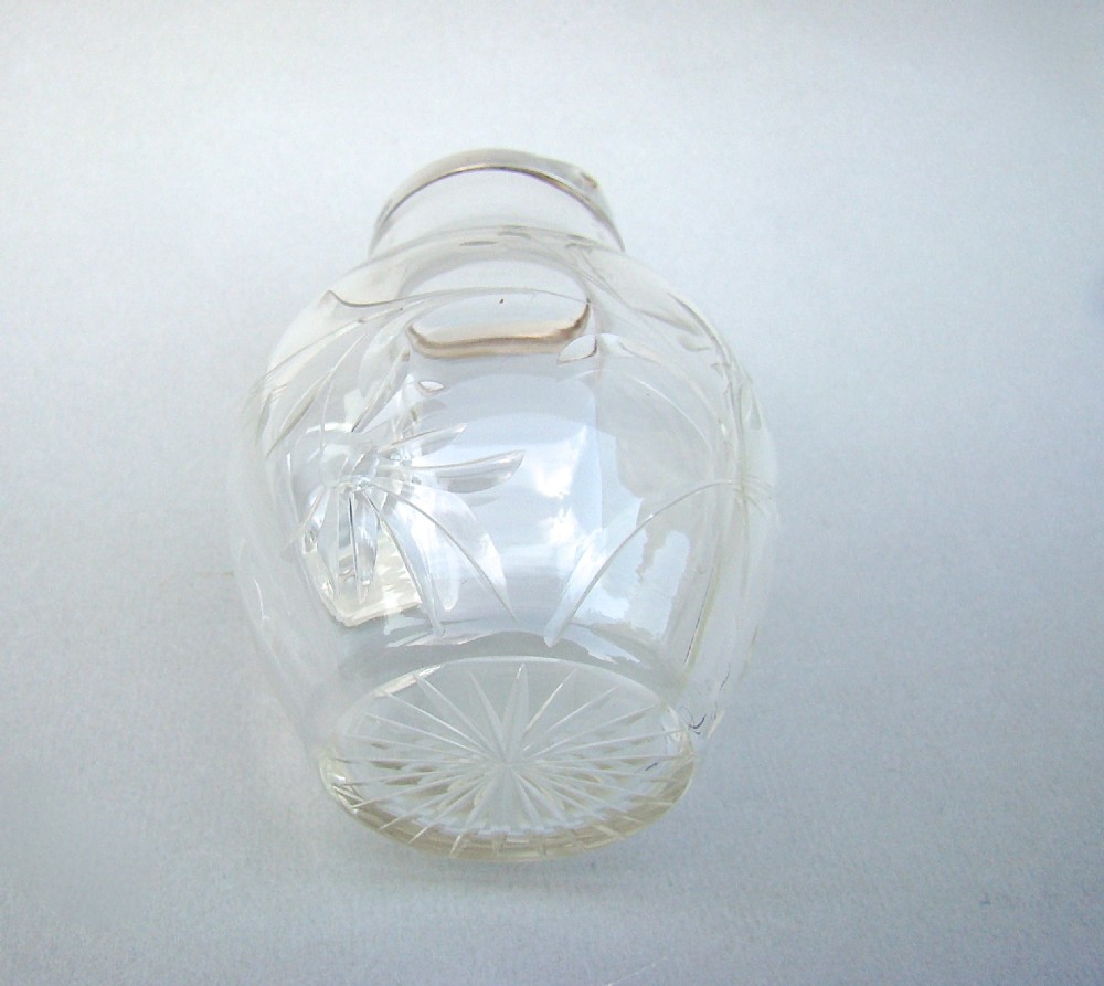 EDWARDIAN SILVER MOUNTED ENGRAVED GLASS CREAM JUG BY ROBERT PRINGLE, LONDON 1906 View IV