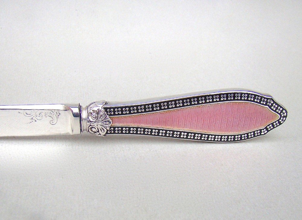 FABULOUS ART DECO SILVER AND DUAL COLOUR GUILLOCHE ENAMEL LETTER OPENER BY MAPPIN & WEBB, SHEFFIELD 1921 View IV