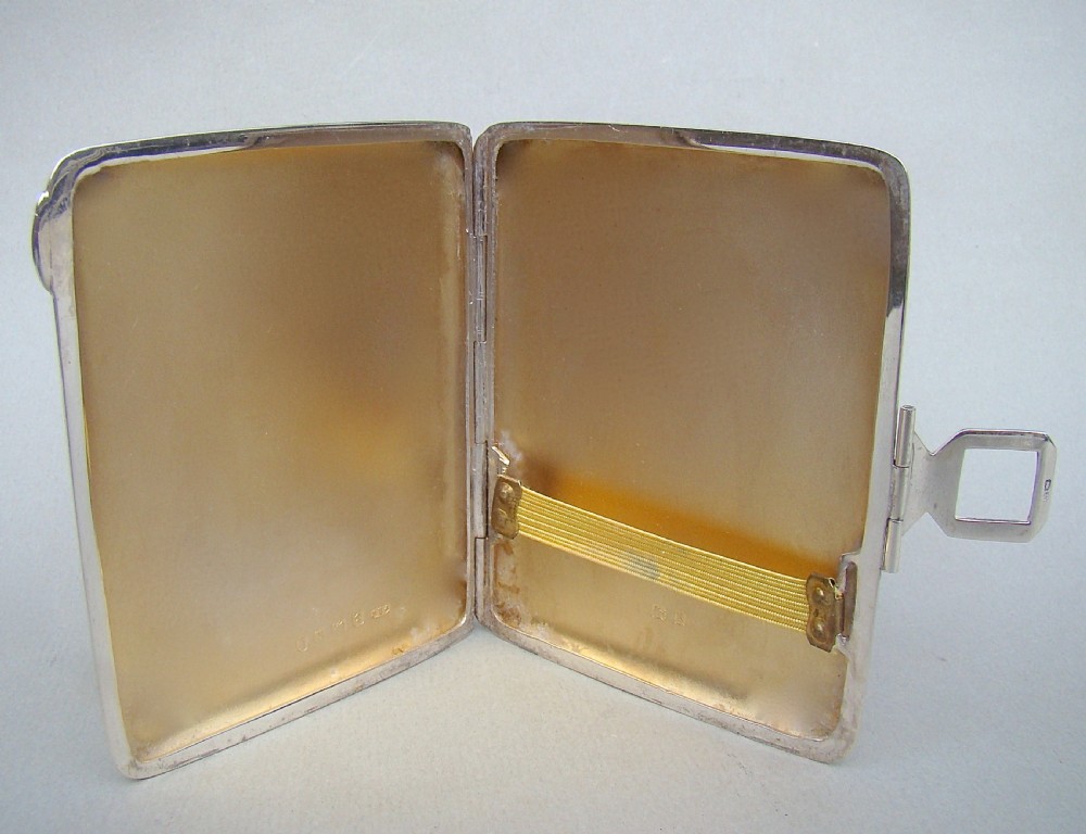 ELEGANT ART DECO SILVER AND MALACHITE CIGARETTE CASE BY P.H. VOGEL & CO , BIRMINGHAM 1934 View II