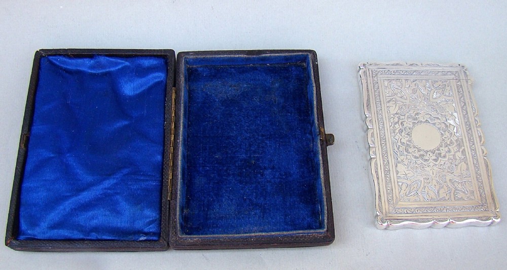 EXQUISITE VICTORIAN SILVER CARD CASE BY FREDERICK MARSTON, BIRMINGHAM 1881 View III
