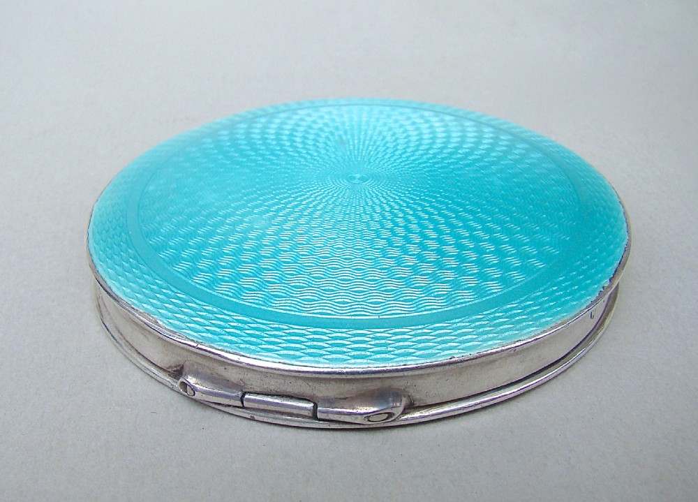 ART DECO SILVER AND GUILLOCHE ENAMEL COMPACT BY HENRY CLIFFORD DAVIS, BIRMINGHAM 1922 View VII