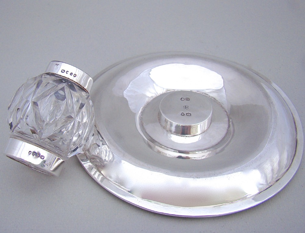 VICTORIAN STERLING SILVER INKWELL ON STAND BY HENRY LIAS, LONDON 1875 View V