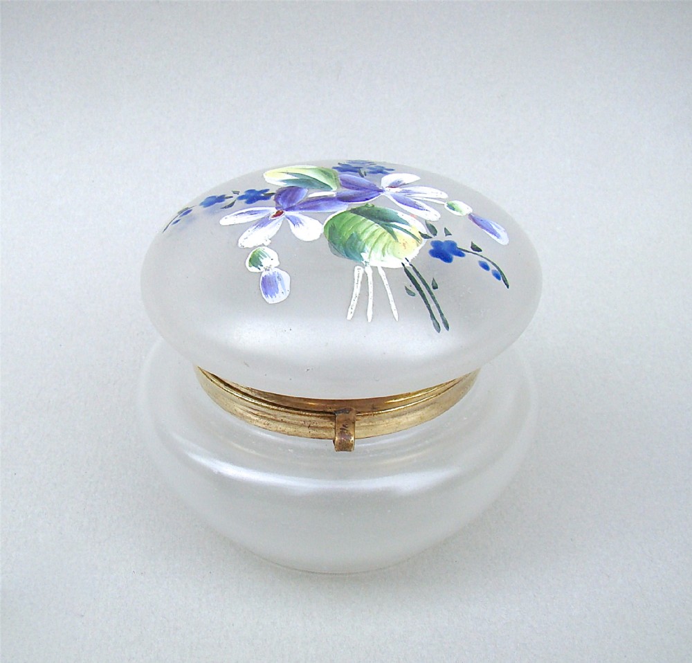 19TH C. FRENCH GLASS ENAMELLED TRINKET BOX, CIRCA 1890