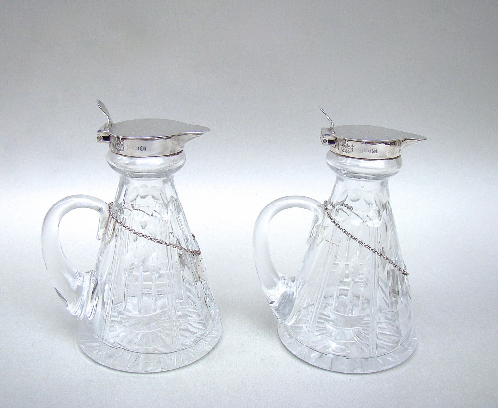 FABULOUS PAIR OF ART DECO SILVER MOUNTED WHISKY TOTS BY MAPPIN & WEBB, BIRMINGHAM 1936
 View V