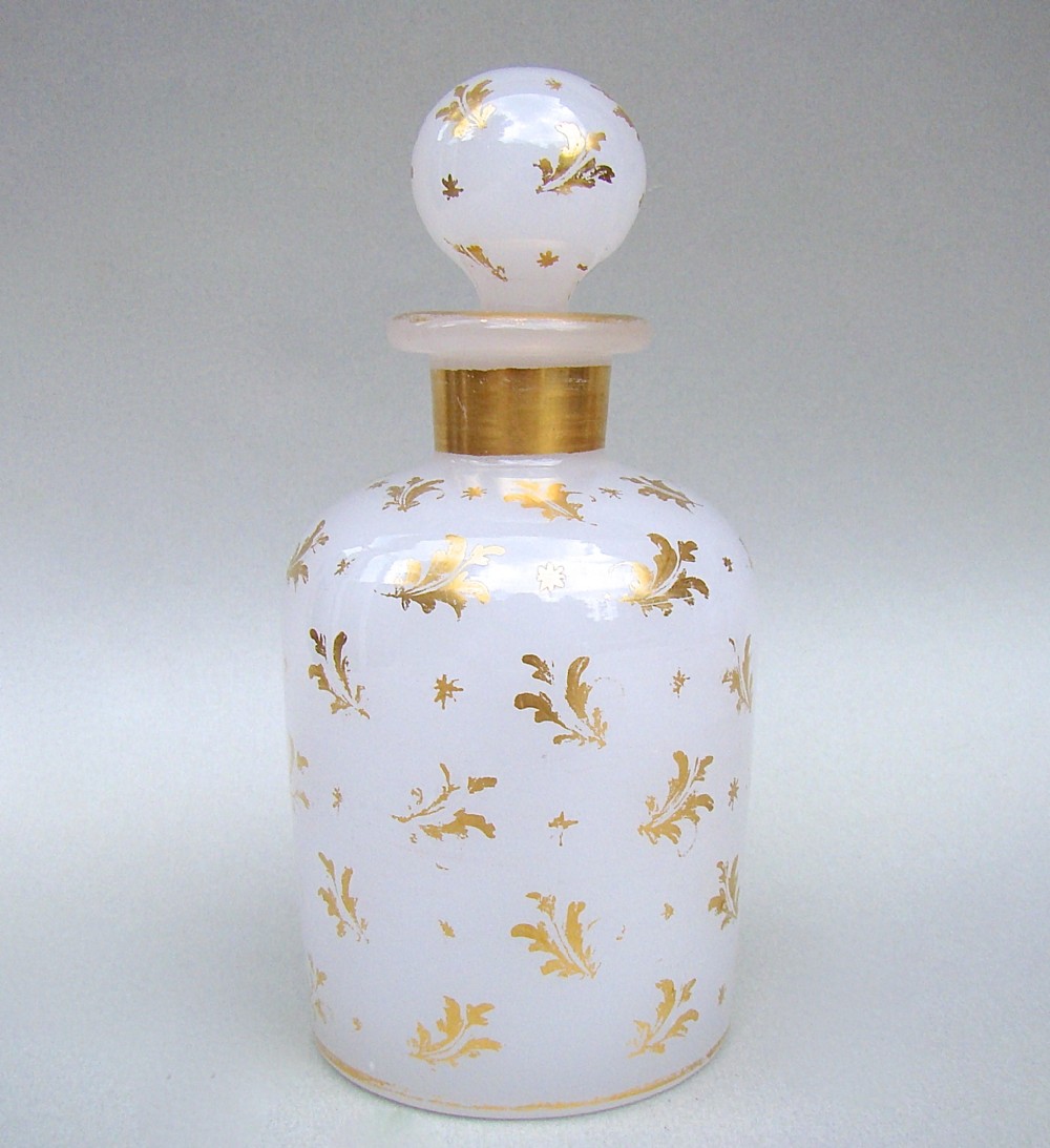 FABULOUS 19TH C. FRENCH LARGE OPALINE GLASS SCENT BOTTLE, CIRCA 1870