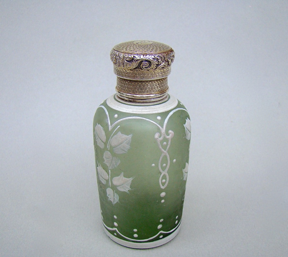  VICTORIAN SILVER GILT & ENAMELLED GLASS SCENT BOTTLE, CIRCA 1880 View III