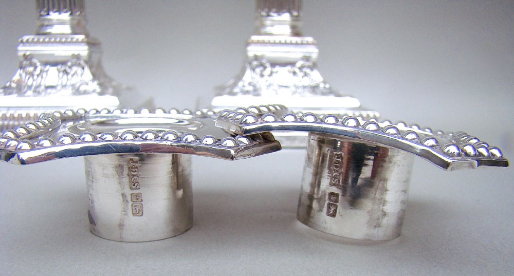 FABULOUS PAIR OF EDWARDIAN STERLING SILVER CORINTHIAN COLUMN CANDLESTICKS BY JAMES DIXON & SONS, SHEFFIELD 1901 View VIII