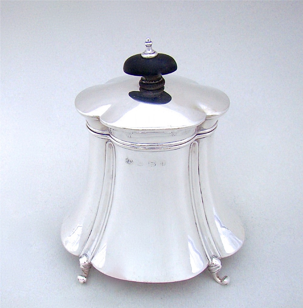 ELEGANT EDWARDIAN SILVER TEA CADDY BY WILLIAM AITKEN, BIRMINGHAM, 1903
