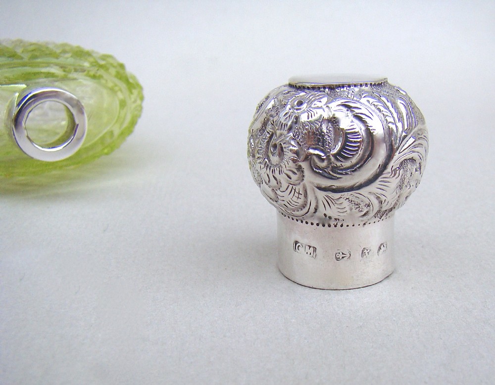 VICTORIAN SILVER & CUT GLASS SCENT BOTTLE BY CHARLES MAY, BIRMINGHAM 1897 View VIII